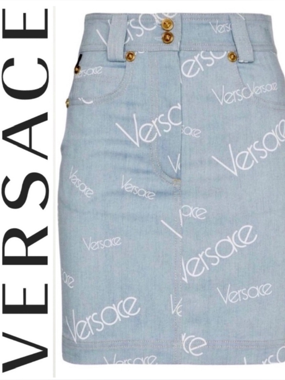 Versace Logomania Denim Skirt